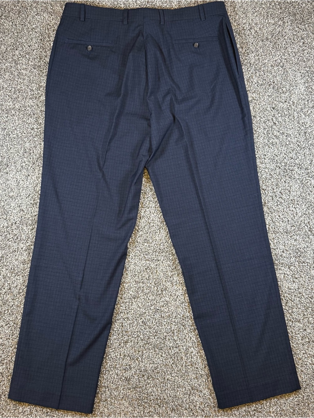 Ralph Ralph Lauren Mens 38x32 Navy Plaid Trousers Flat Front Dress Pants Slacks - Picture 2 of 9